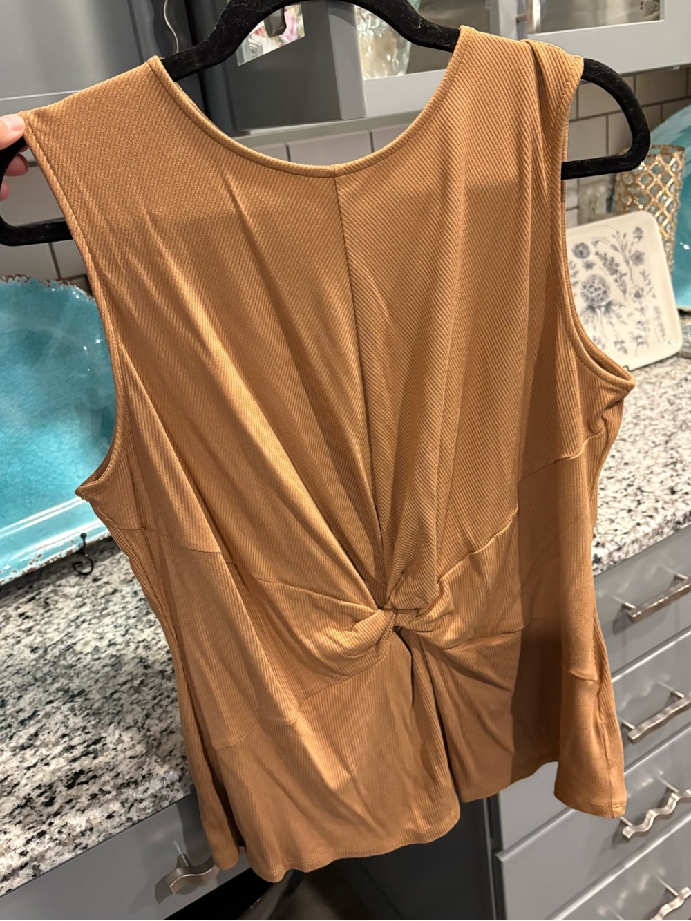 Worthington Twist-Front Sleeveless Tank - Camel Brown
